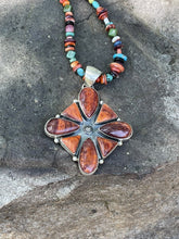 Load image into Gallery viewer, Navajo Sterling Silver Orange Spiny  Jumbo Cluster Pendant