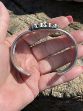 Load image into Gallery viewer, Navajo Sterling Kingman Web Turquoise &amp; Red Coral Taos Bracelet Cuff