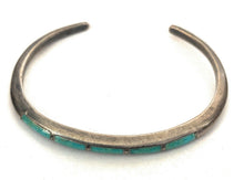 Load image into Gallery viewer, Vintage Navajo Turquoise &amp; Sterling Silver Inlay Cuff Bracelet