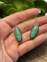 Load image into Gallery viewer, Navajo Sterling Silver Dyed Kingman Turquoise Elegant Earrings Signed