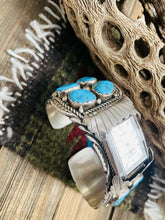 Load image into Gallery viewer, Vintage Old Pawn Navajo Kingman Turquoise &amp; Sterling Silver Watch Cuff