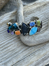 Load image into Gallery viewer, Navajo Multi Stone &amp; Gem Sterling Silver Cuff Bracelet Signed