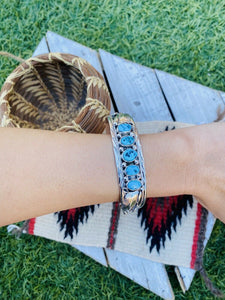 Navajo Kingman Turquoise Sterling Silver Cuff Bracelet