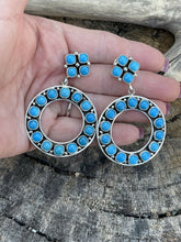 Load image into Gallery viewer, Navajo Natural Sleeping Beauty Turquoise Sterling Dangle Earrings Artist