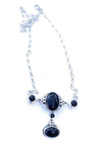 Load image into Gallery viewer, Navajo Handmade Sterling Silver &amp; Black Onyx Necklace Signed