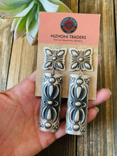 Load image into Gallery viewer, Navajo Sterling Silver Concho Dangle Earrings By Leander Tahe