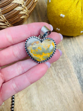 Load image into Gallery viewer, Navajo Bumblebee Jasper &amp; Sterling Silver Heart Pendant Signed