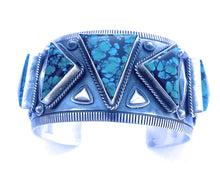 Load image into Gallery viewer, Navajo Tibetan Turquoise &amp; Sterling Silver Cuff Bracelet Signed
