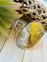 Load image into Gallery viewer, Navajo Sterling Silver &amp; Bumblebee Jasper Cuff Bracelet Signed