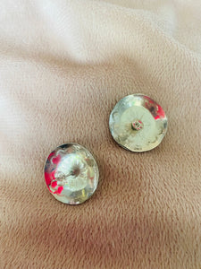 Navajo Turquoise & Hand Stamped Sterling Silver Concho Post Earrings