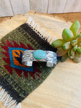 Load image into Gallery viewer, Navajo Sterling Silver &amp; Carico Lake Turquoise Cuff Bracelet Signed