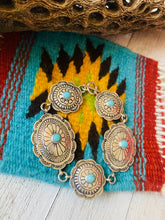 Load image into Gallery viewer, Navajo Turquoise &amp; Sterling Silver Concho Link Bracelet