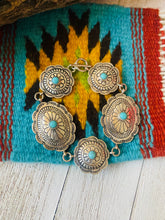Load image into Gallery viewer, Navajo Turquoise &amp; Sterling Silver Concho Link Bracelet