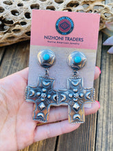 Load image into Gallery viewer, Navajo Hand Stamped Sterling Silver Cross Dangle Earrings By Tim Yazzie
