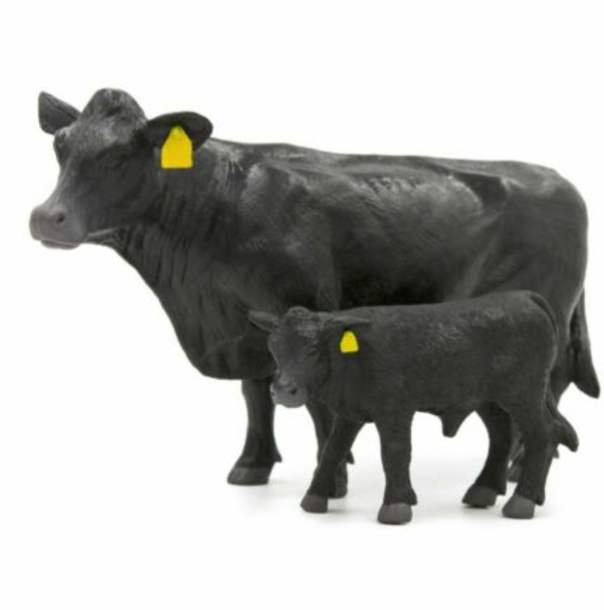 Farm Toy Black Angus Cow Calf Pair