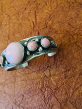 Load image into Gallery viewer, Navajo Queen Pink Conch Shell &amp; Sterling Silver Cuff Bracelet By Chimney Butte