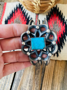 Navajo Kingman Turquoise & Sterling Silver Cuff Bracelet by Chimney Butte