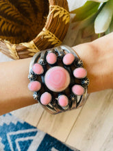 Load image into Gallery viewer, Navajo Queen Pink Conch Shell &amp; Sterling Silver Cuff Bracelet by Chimney Butte