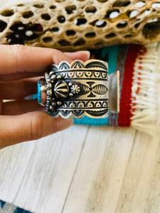 Navajo Kingman Web Turquoise & Sterling Silver Cuff Bracelet By Happy Piasso