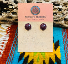 Load image into Gallery viewer, Navajo Charoite And Sterling Silver Stud Earrings