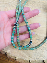 Load image into Gallery viewer, Navajo Turquoise &amp; Sterling Silver Navajo Pearl Beaded Necklace 40 inch