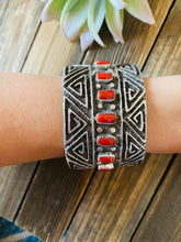 Load image into Gallery viewer, Navajo Coral &amp; Sterling Silver Cuff Bracelet By Steve Arviso