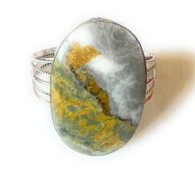Load image into Gallery viewer, Navajo Sterling Silver &amp; Bumblebee Jasper Cuff Bracelet Signed