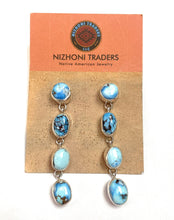 Load image into Gallery viewer, Navajo Sterling Silver &amp; Golden Hills Turquoise Dangle Earrings Signed