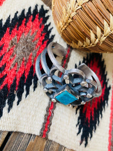 Navajo Kingman Turquoise & Sterling Silver Cuff Bracelet by Chimney Butte
