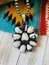 Load image into Gallery viewer, Navajo White Buffalo And Sterling Silver Cluster Pendant