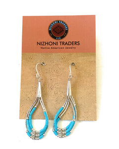 Sterling Liquid Silver & Turquoise Beaded Dangle Earrings