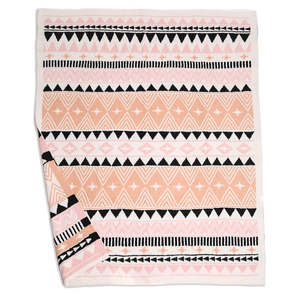 Blanket - Tribal Print Luxury Soft Throw (Pink, Black & Peach)