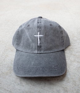 Cross Christian Embroidered Hat in Grey