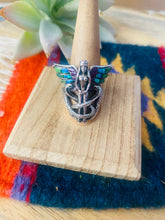 Load image into Gallery viewer, Handmade Sterling Silver &amp; Multi Stone Inlay Snake Queen Ring Size 9.5
