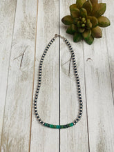 Load image into Gallery viewer, Navajo Turquoise &amp; Sterling Silver Beaded Necklace 18”