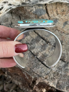 Navajo Sterling Silver Number 8 Turquoise Jumbo Bracelet Cuff