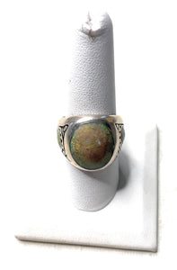 Old Pawn Navajo Sterling Silver & Fire Opal Ring Size 8.5