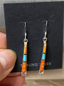 Turquoise Orange Spiny Dangle Straight Earrings