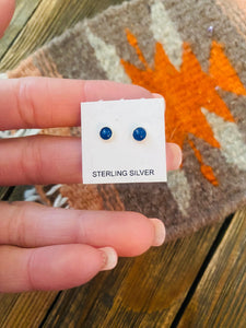 Navajo Sterling Silver & Lapis Mini Stud Earrings