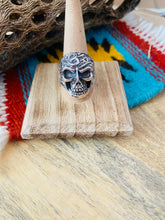 Load image into Gallery viewer, Handmade Sterling Silver Skull Ring Size 10.25