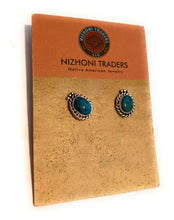 Load image into Gallery viewer, Navajo Sterling Silver &amp; Turquoise Stud Earrings Signed