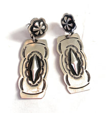 Load image into Gallery viewer, Navajo Sterling Silver Concho Dangle Earrings By Leander Tahe