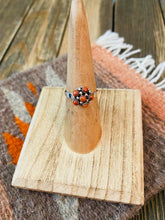 Load image into Gallery viewer, Zuni Sterling Silver &amp; Red Coral Petit Point Ring