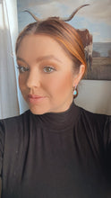 Load image into Gallery viewer, Navajo Turquoise Inlay, Garnet &amp; Sterling Silver Dangle Earrings