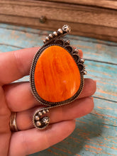 Load image into Gallery viewer, Navajo Sterling Silver And Orange Spiny Ring Size 8
