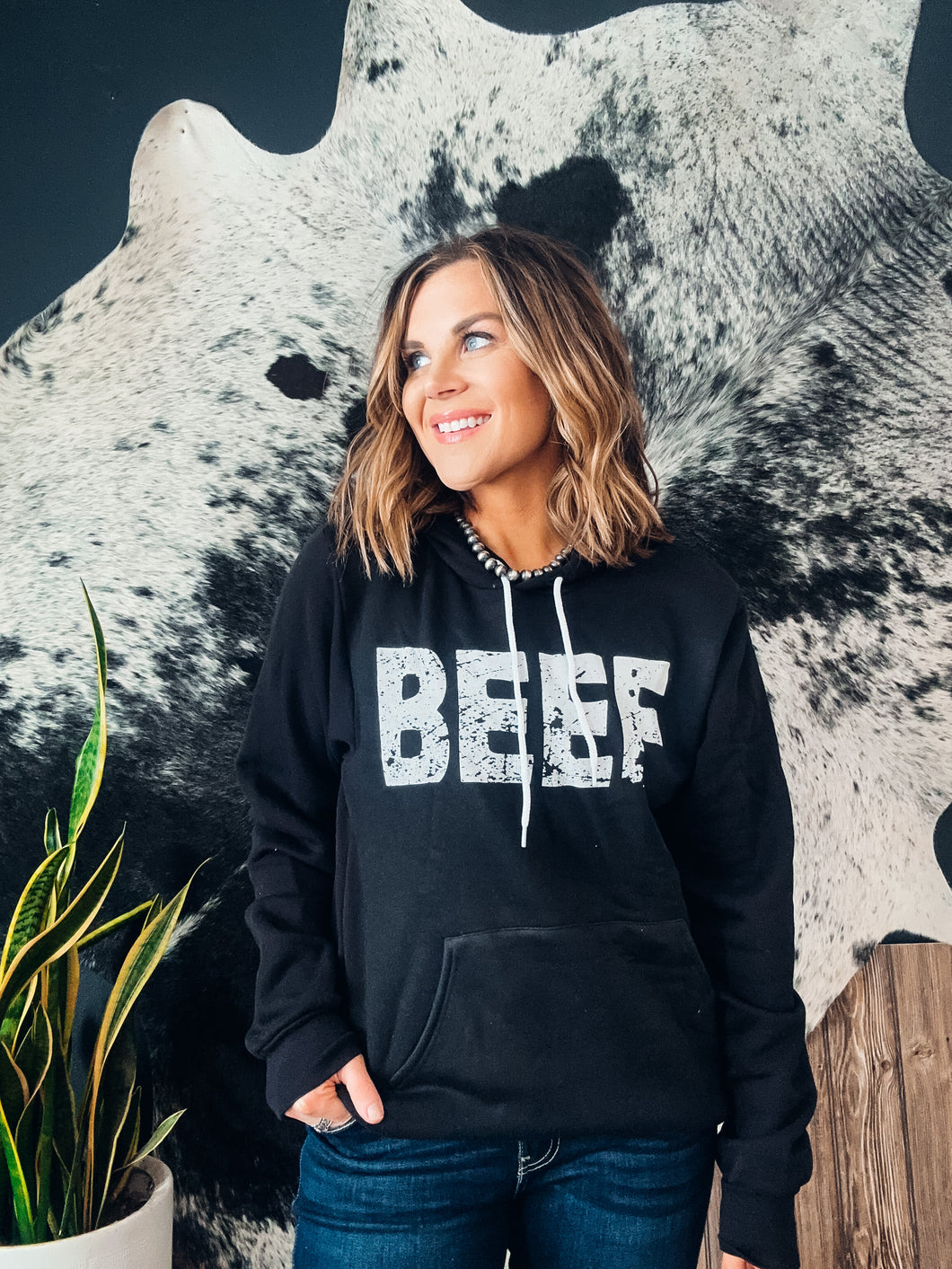 Hoodie - Distressed BEEF