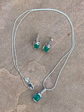 Load image into Gallery viewer, Colombian Emerald Necklace, Earrings &amp; Ring Set in Sterling silver