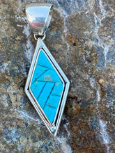 Load image into Gallery viewer, Turquoise &amp; Sterling Silver Pointed Diamond Pendant