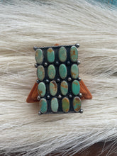 Load image into Gallery viewer, Jacqueline Silver Turquoise Sterling Silver Cluster Ring Size 9 Signed