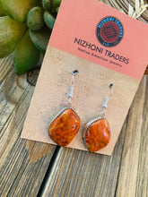 Load image into Gallery viewer, Navajo Sterling Silver &amp; Orange Spiny Dangle Earrings
